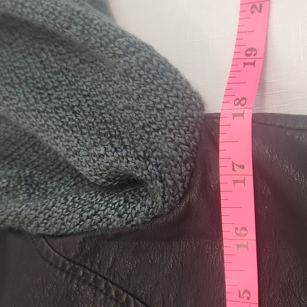 Daytrip Black Green Faux Leather Jacket With Removable Hood. Size M - Picture 7 of 8